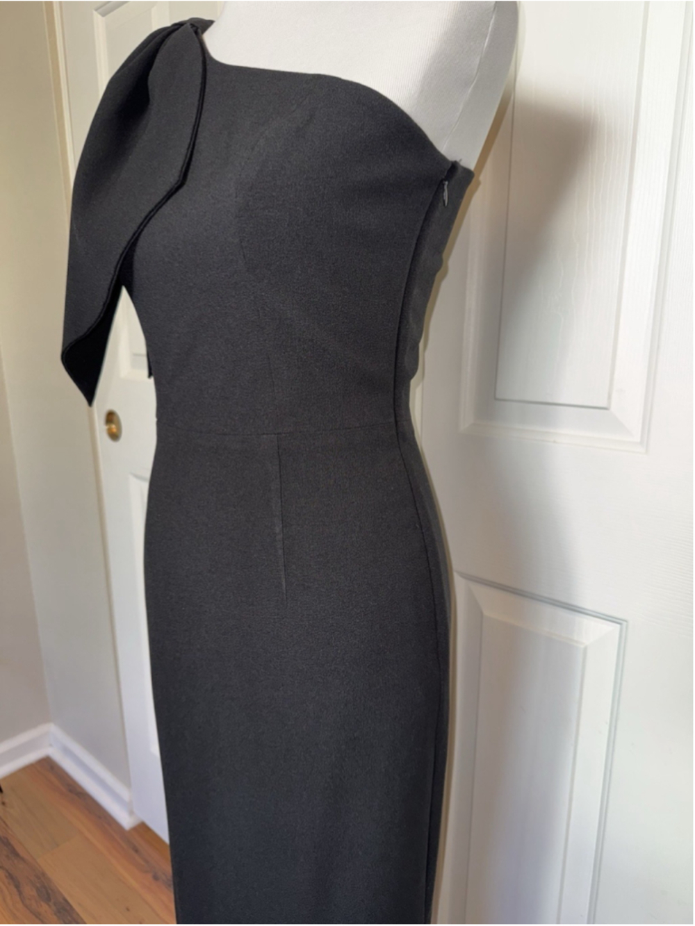 Dress The Population One Shoulder Midi Dress Size S LBD Minimalist Chic Cocktail - Picture 6 of 11